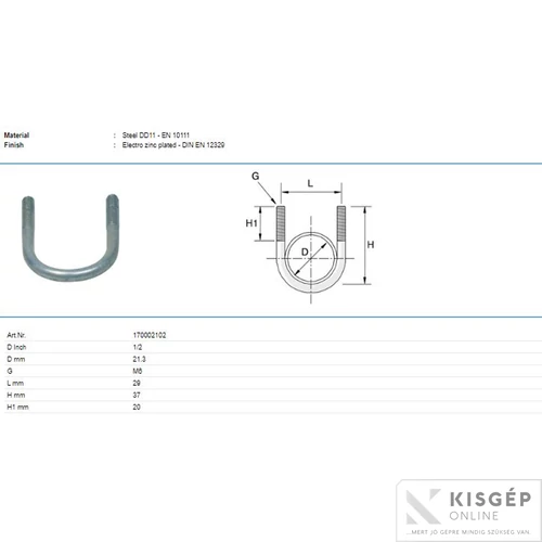 Tyco U-kengyel P170 M6 21,33mm