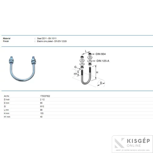 Tyco U-kengyel 170C M10 76,1mm