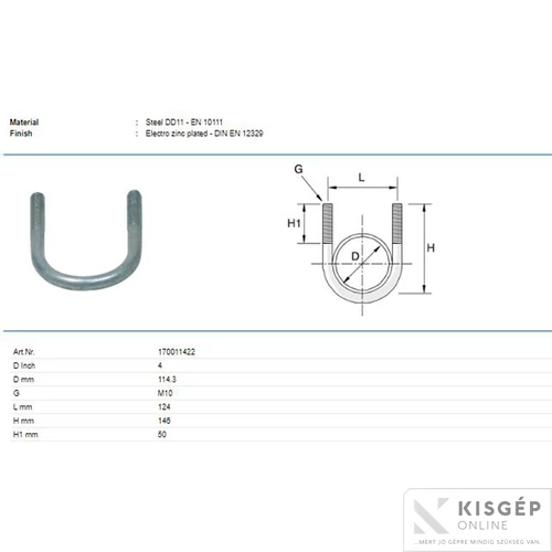 Tyco U-kengyel 170C M10 4½