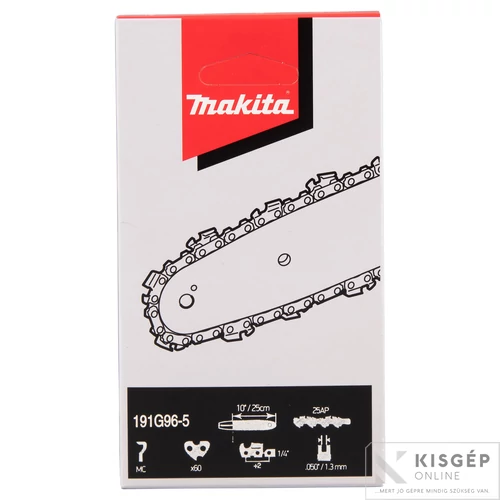 Makita lánc 25 cm, sz:60, 1,3 mm, 1/4