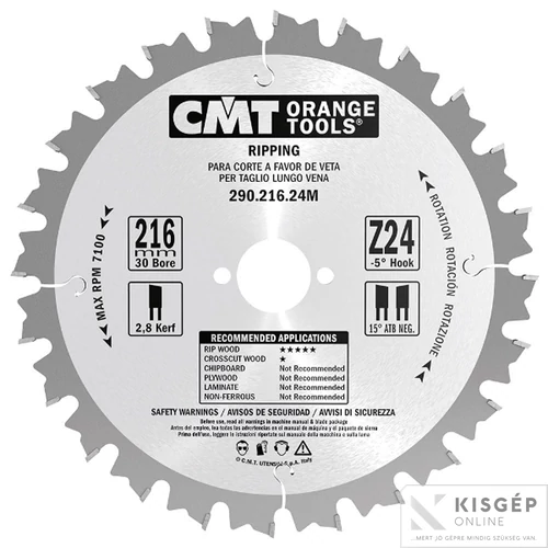 CMT fűrésztárcsa fához 150X2.4X20 Z12 10ATB