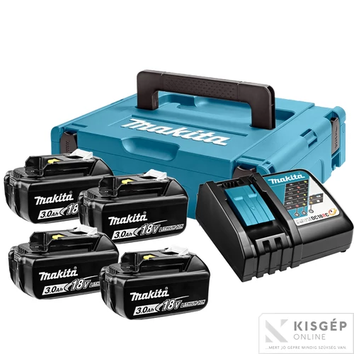 Makita 18V LXT Li-ion 4x3,0Ah akku + DC18RC töltő készlet + MAKPAC