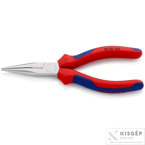 Knipex Félkerekcsőrű (rádiós) fogó kétkomponensű nyéllel, vágóéllel, 160 milliméter hosszúsággal.