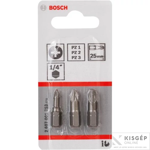 BOSCH Csavarbehajtó bit hegy PZ1,2,3 szett