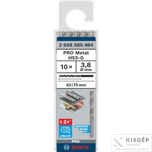 Bosch HSS-G FÉMFÚRÓ STD 3,8 x 43 x 75 mm 10 db/csomag