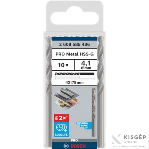 Bosch HSS-G FÉMFÚRÓ STD 4,1 x 43 x 75 mm 10 db/csomag