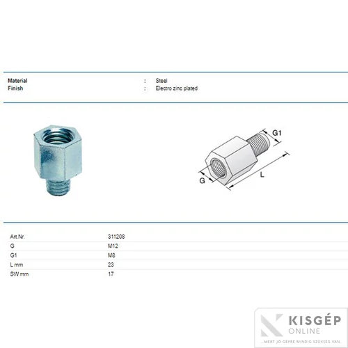 Tyco Adapter belső meneTyco M12 külső meneTyco M8