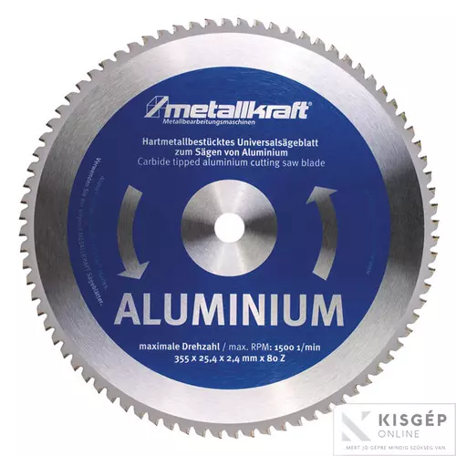 3853502 Optimum Metallkraft körfűrésztárcsa alumíniumhoz 355 x 2.4 x 25.4 mm T80