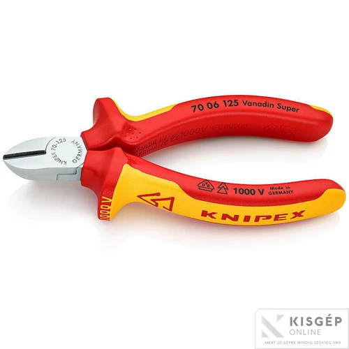 KNIPEX  Szigetelt oldalcsípő fogó, kétkomponensű nyél, 1000V