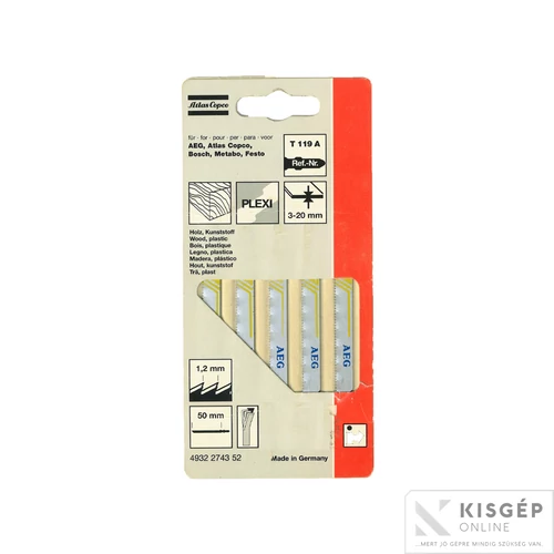 AEG T119A fűrészlap műa,üvegszövet,flap