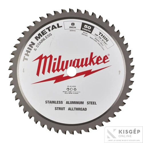 Milwaukee Körfűrészlap (fémhez) 203/15,87/50
