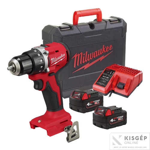 Milwaukee M18BLDDRC-402C  kompakt szénkefe nélküli fúrócsavarozó, 2xM18B4, M12-18C