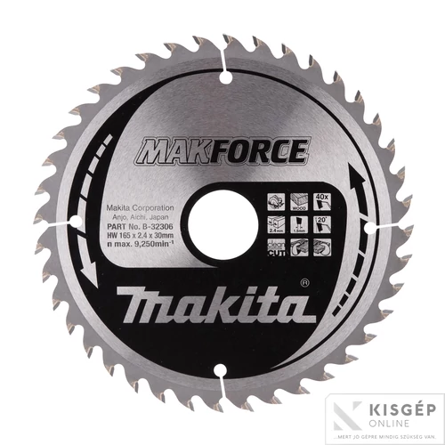 Makita körfűrészlap Makforce 165x30 mm Z40