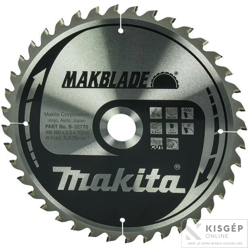 Makita körfűrészlap Makblade 260x30 mm Z40