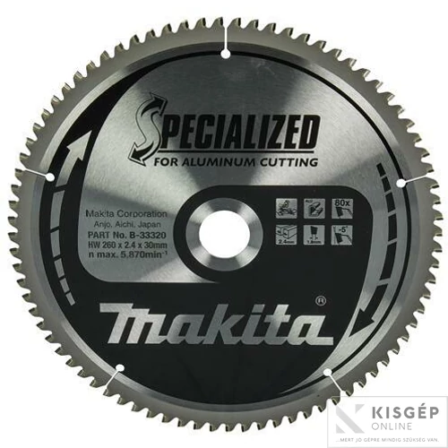 Makita körfűrészlap 260x30 mm Z80 ALU