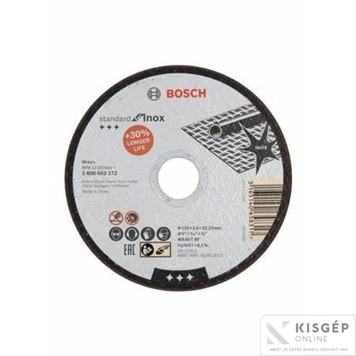 Bosch vágótárcsa 125 mm acél és INOX 125x1,6