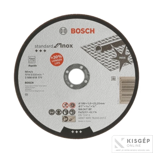 Bosch Vágótárcsa Inox 230x1.9mm egyenes