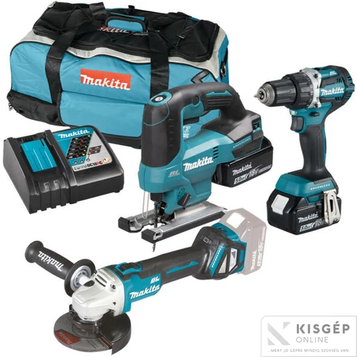 Makita DLX3152TX1 18V LXT Li-Ion gépszett DDF484+DJV180+DGA511+DML802 2x5,0 Ah + RC