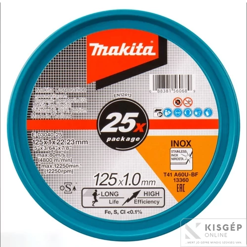 Makita vágókorong INOX A60U-BF 125x1 mm (25 db/cs)