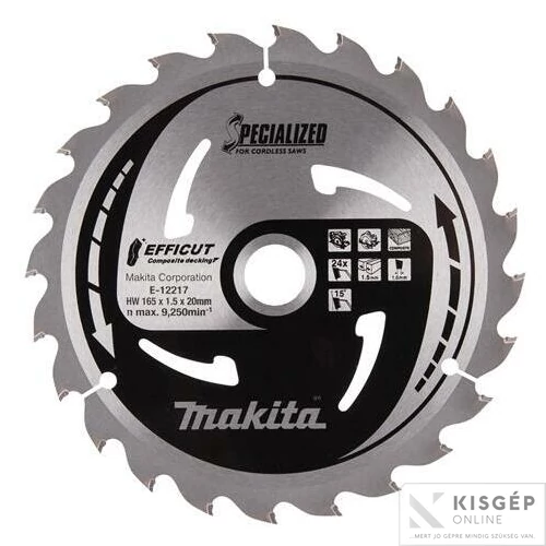 Makita EFFICUT körfűrészlap 165x20 mm Z24 KOMPOZIT