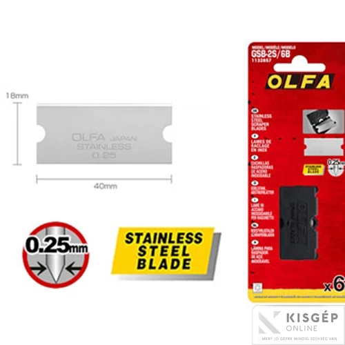 OLFA GSB-2S - Rozsdamentes kaparó penge 6db