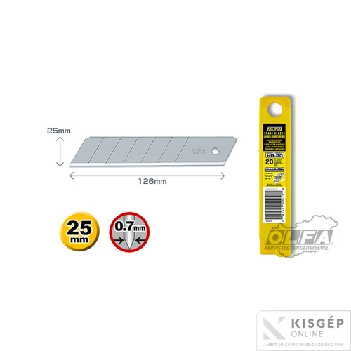 OLFA HB-20 - 25mm-es standard tördelhető penge 20db