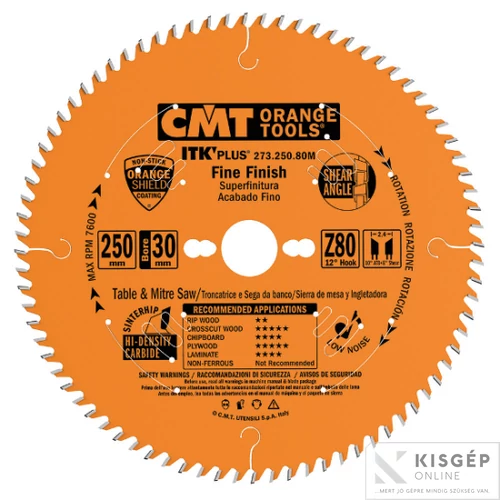 CMT ipari ITK PLUS hasító fűrészlap HW 160X1.8/1.2X20(+16) Z=56 ATB+S