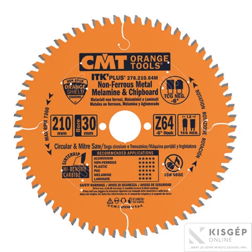 CMT ITK PLUS kompozit és színesfém vágó, HW160x1.8/1.2x20+16 Z48 TCG NEG