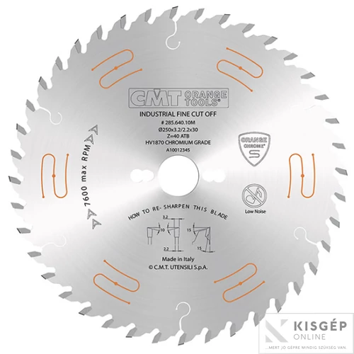 CMT krómmal bevont körfűrészlap ATB köszörüléssel, HW 250X3.2/2.2X30 Z60