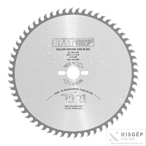 CMT holkeres körfűrésztárcsa melamin bútorlaphoz, 250X3.2X30 Z48 HDF