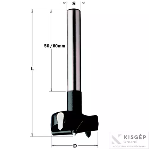 194512350110000 CMT fenékfúró, HW D=35X90 S=10X60 jobbos