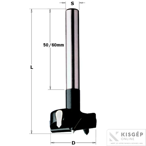 CMT fenékfúró, HW D=35X90 S=10X60 jobbos