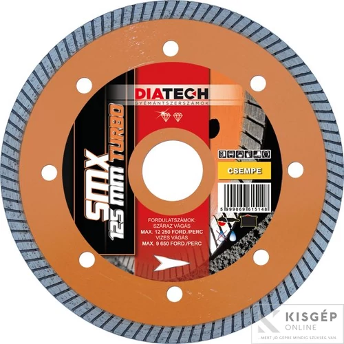 Diatech SMX-125 gyémánttárcsa turbo     125x22,2x7,5mm