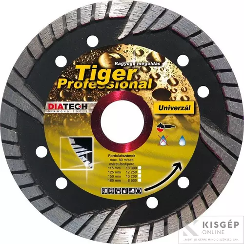 TG125 Diatech TIGER 125x22,2x10mm gyémánttárcsa  oldal szegm. turbo uni