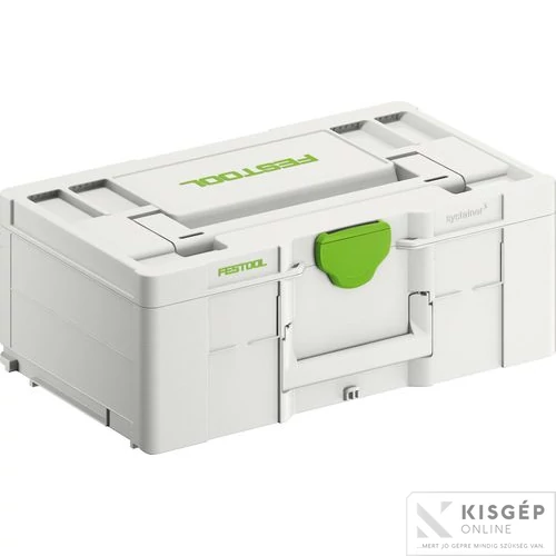 Festool SYS3 L 187 Systainer széles alapfelülettel. Kompatibilis szállítórendszerekkel, biztosítva a rendet és áttekinthetőséget. 