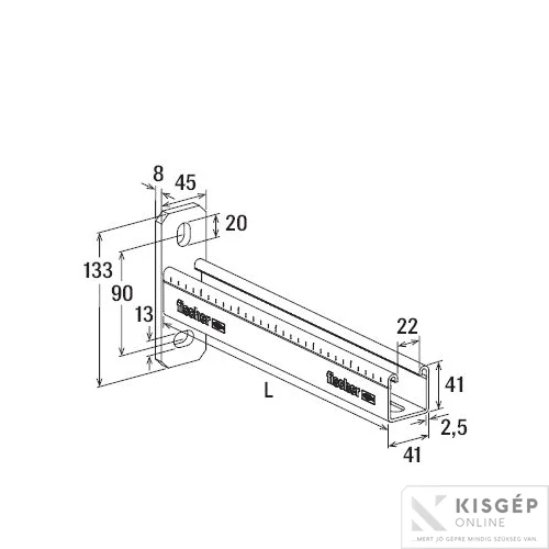 Fischer FCA 450 Konzol 41 x 41 x 2,5 mm 1db