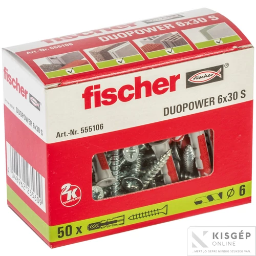 Fischer Duopower 6x30 S műanyag dűbel 1db
