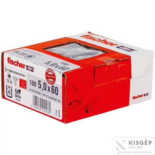 Fischer Power-Fast 5 x 60 süllyesztett fejű A2 részmenet TX behajtás 1db