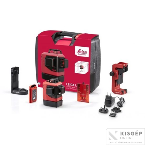Leica Lino L6R-1 többirányú keresztlézer (műanyag koffer, Li-Ion akkumulátor, töltő, alkáli elemkazetta, TWIST250 adapter, UAL130 falitartók, céltábla)