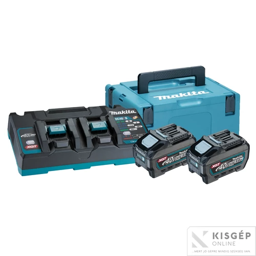 Makita 2db 40Vmax 5,0Ah Li-Ion akkumulátor + duplaportos akkutöltö Makpac kofferban. (BL4050F, DC40RB)