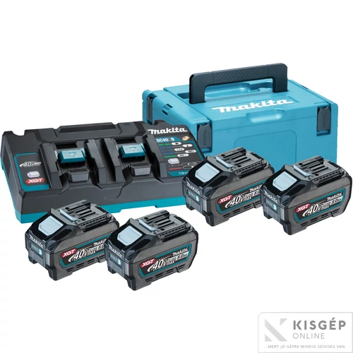 Makita 4db 40Vmax 5,0Ah Li-Ion akkumulátor + duplaportos akkutöltö Makpac kofferban. (BL4050F, DC40RB)