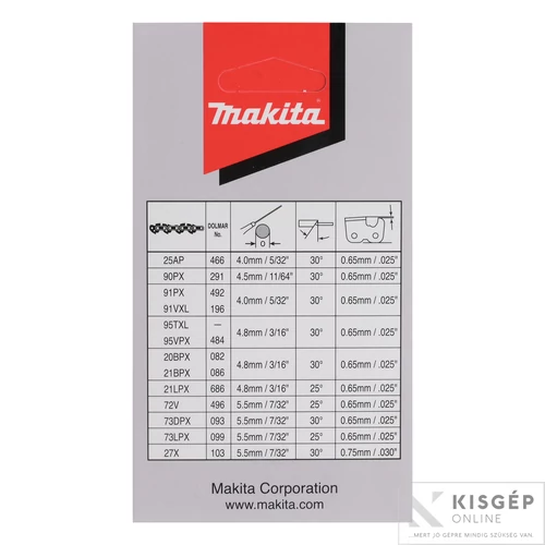 Makita 191X04-8 lánc 45 cm, sz: 70, 1,1 mm, 0,325