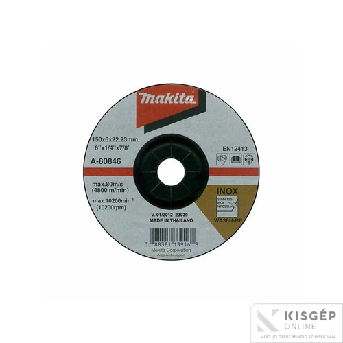 Makita Csiszolótárcsa 150x6x22 Inox