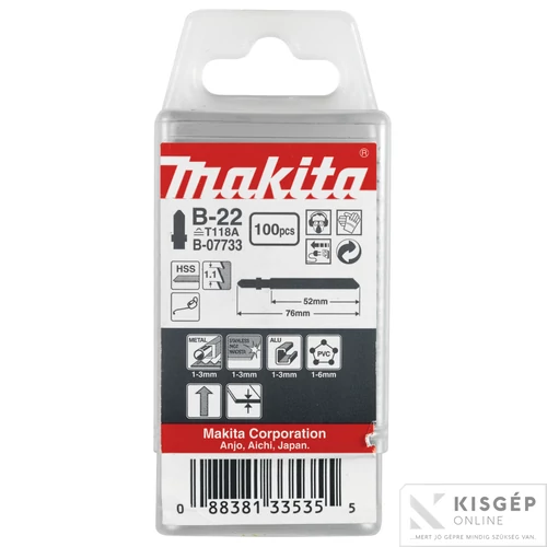 Makita  HSS B-22 szúrófűrészlap FÉM, általános, TPI:24, L:75mm (100 db/cs)