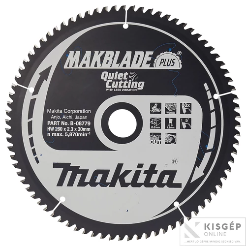 Makita körfűrészlap Makblade plus 260x30mm Z80