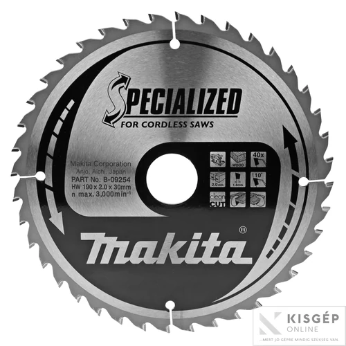 Makita körfűrészlap akkus FA 190x30mm Z40