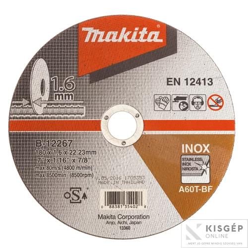 Makita vágókorong INOX 180x1,6 mm