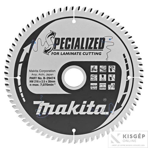 Makita körfűrészlap LAMINÁLT 216x30 Z72