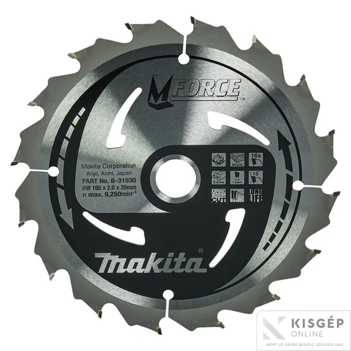 Makita körfűrészlap Mforce 165x20mm Z16