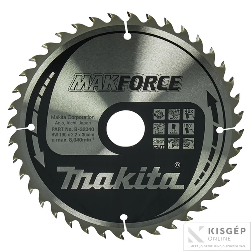 Makita körfűrészlap Makforce 190x30mm Z40